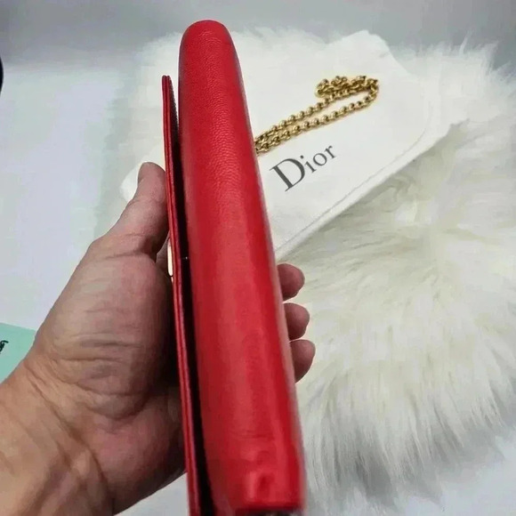 Dior Textured Red Grained Leather Wallet-on-Chain - Picture 11 of 16